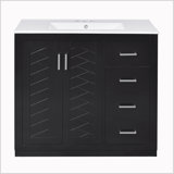 36" Bathroom Vanity with Ceramic Sink,Freestanding Vanity with 3 Drawers and Soft Closing Doors