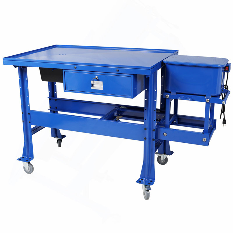 Premium Tear Down Table and 3.5Gallon Part Washer,Mobile Parts Washer,Cabinet parts washer with 110v pump,With Drawer And Drain Tray ,Blue Color