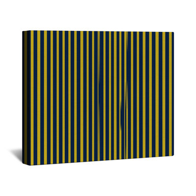 Toile de galerie à rayures bleu marine et jaune en plusieurs tailles