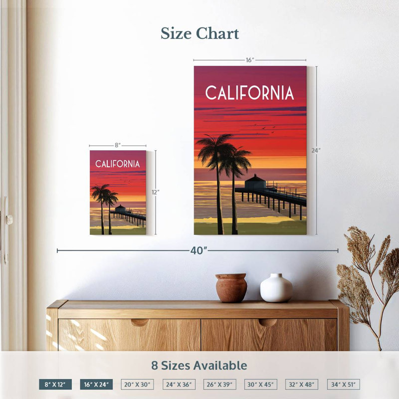 California, 12" H x 8" W