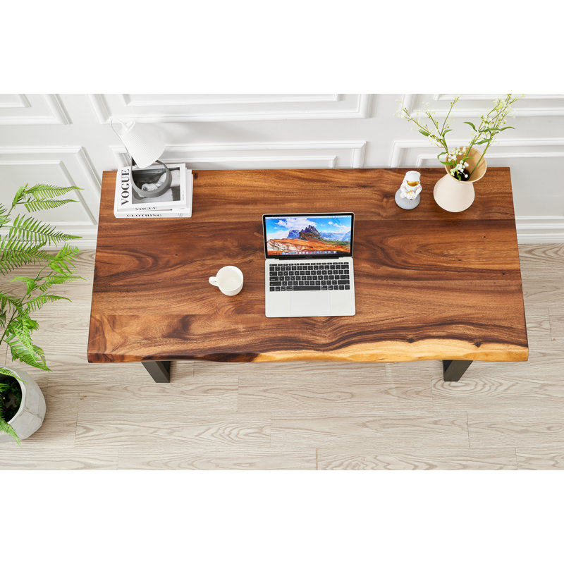  Live Edge Desk with U Shaped Legs and South American Walnut, 29.5" H x 34" W x 20" D