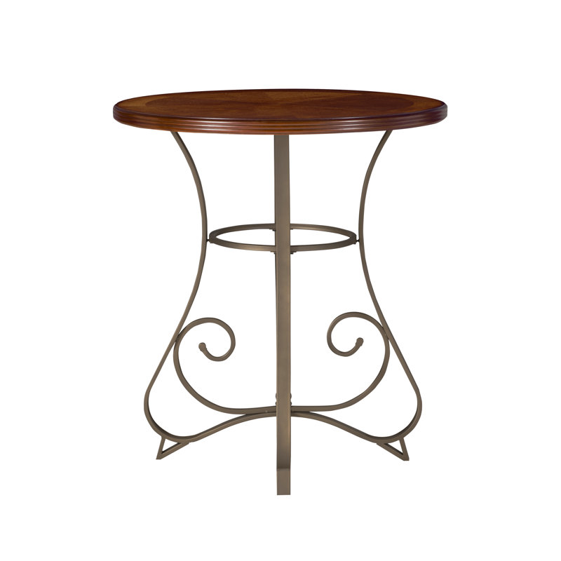 Hamilton 36" Round Cherry & Pewter Metal Pub Table