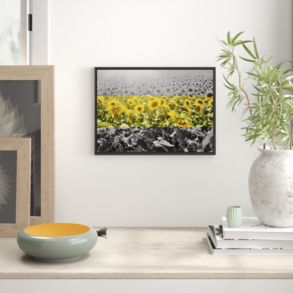 Gerahmtes Wandbild Wunderschönes Sonnenblumenfeld