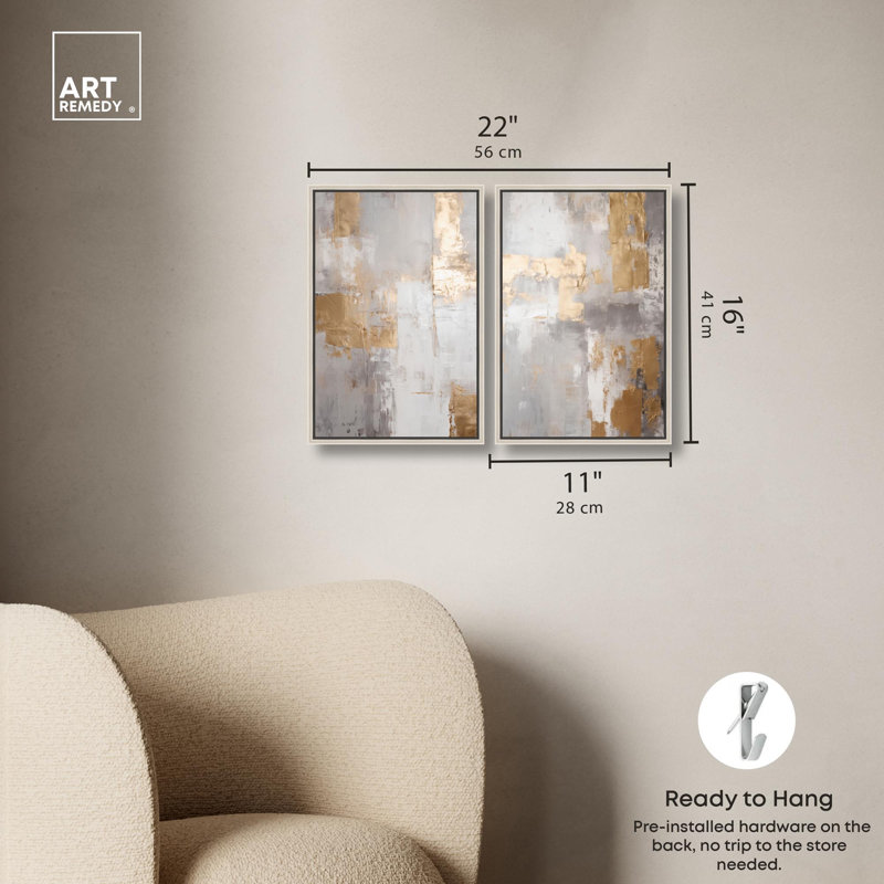Tranquility Gold Art , Argent argent, Impression dans un cadre flottant sans passe-parto, H 16 po x l 11 po