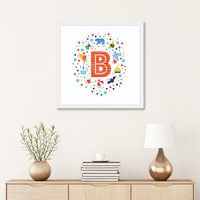 B - Imprimé, Papier encadré blanc, Blanc, H 24 po x l 24 po x p 1 po