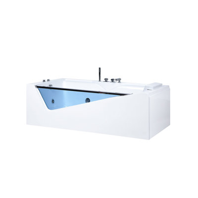 Iveta 1800mm x 900mm Corner Whirlpool Acrylic Bathtub with Tap