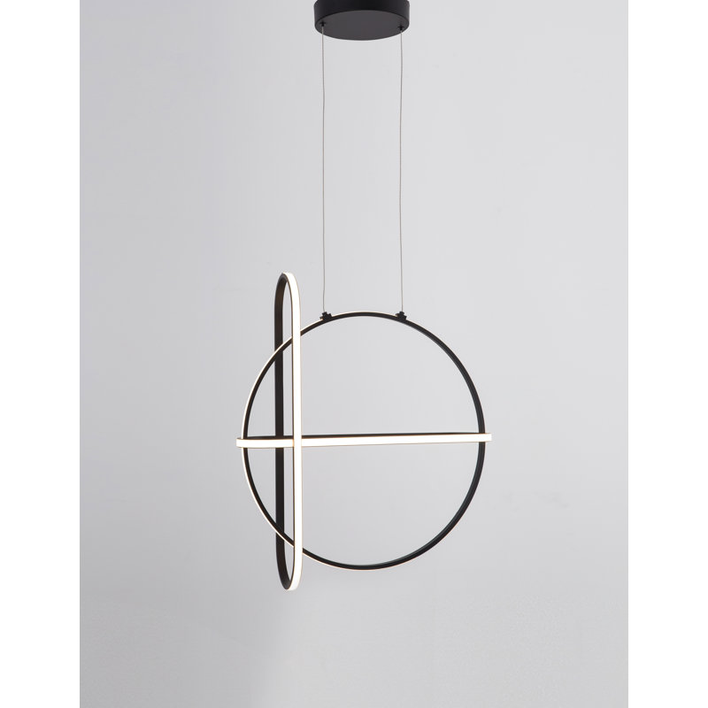 3 - Light LED Unique/Statement Pendant, Black