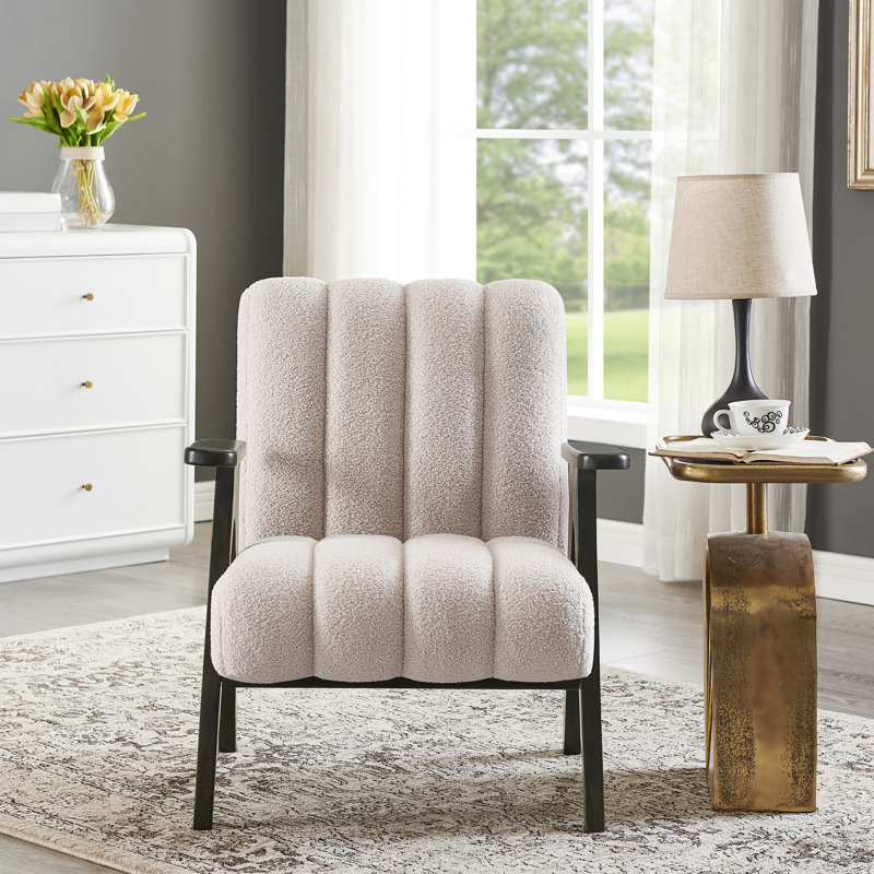 Chaise, revêtement, chaise d'appoint à cadre en bois avec finition, revêtement, Beige
