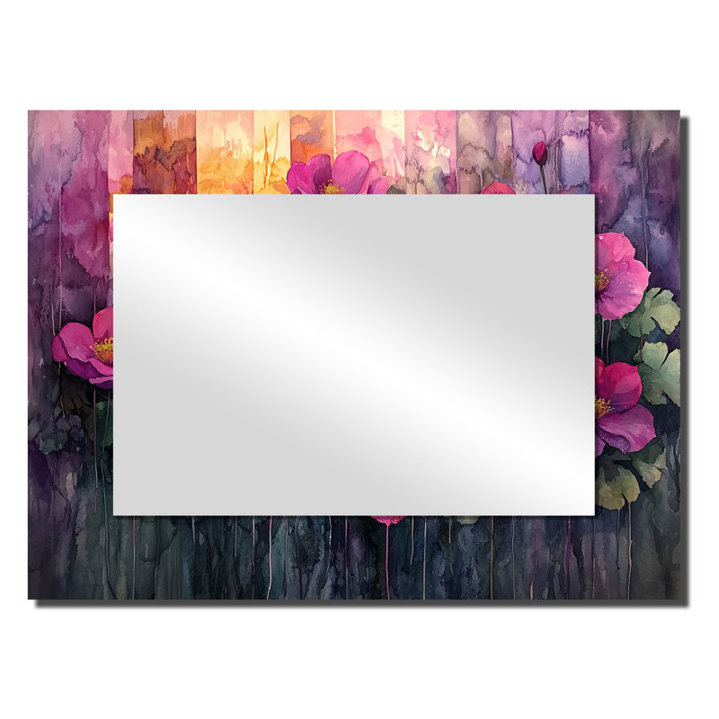 Lavande Echeveria In A Mystic Succulent Forest - Miroir mural décoratif floral - imprimé sur métal, 24 po x 32 po