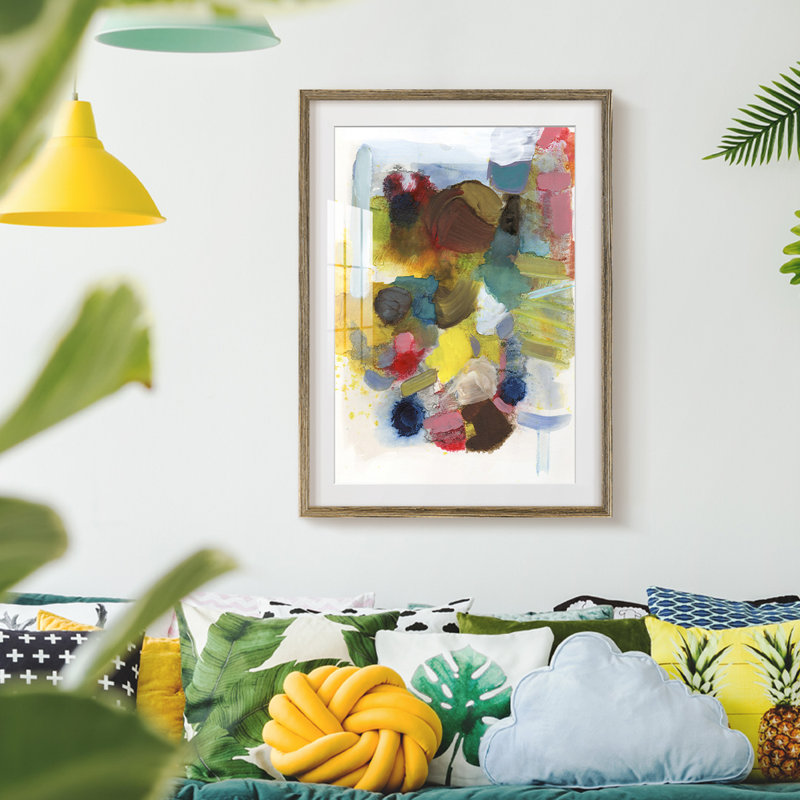 " Everything At Once I ", Framed Print with Mat, 20" H x 16" W, Walnut