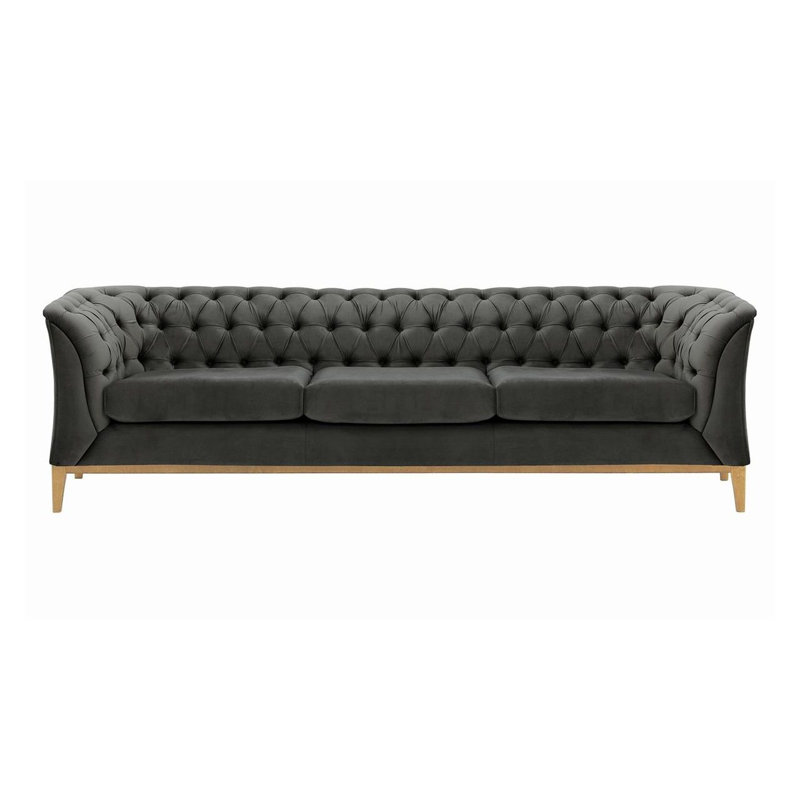 Burnham Velvet 3 Seater Sofa, Grey