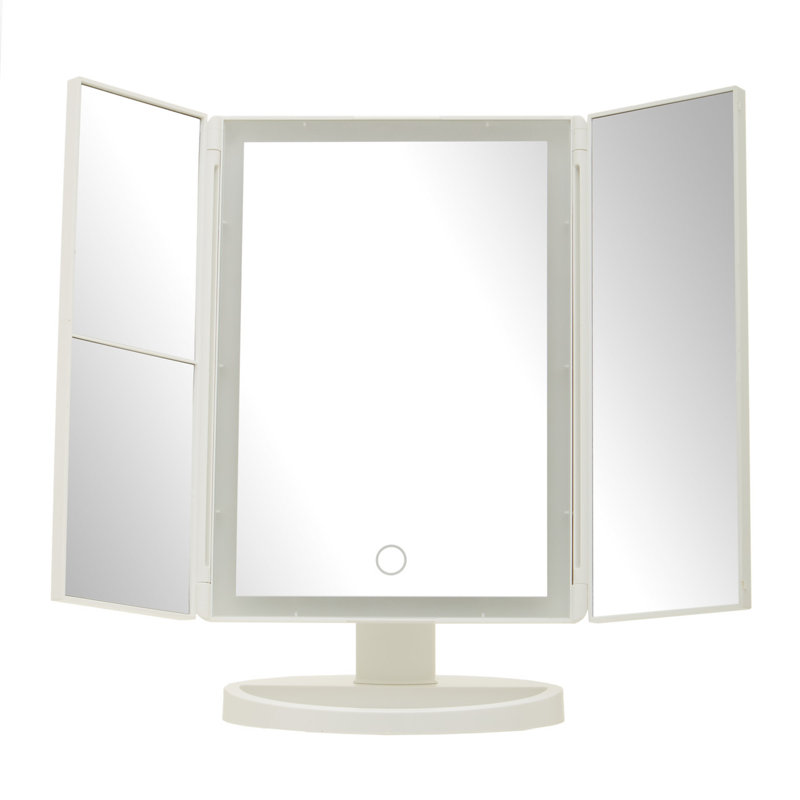 Auben Plastic Rectangle Freestanding Makeup / Shaving Mirror, White