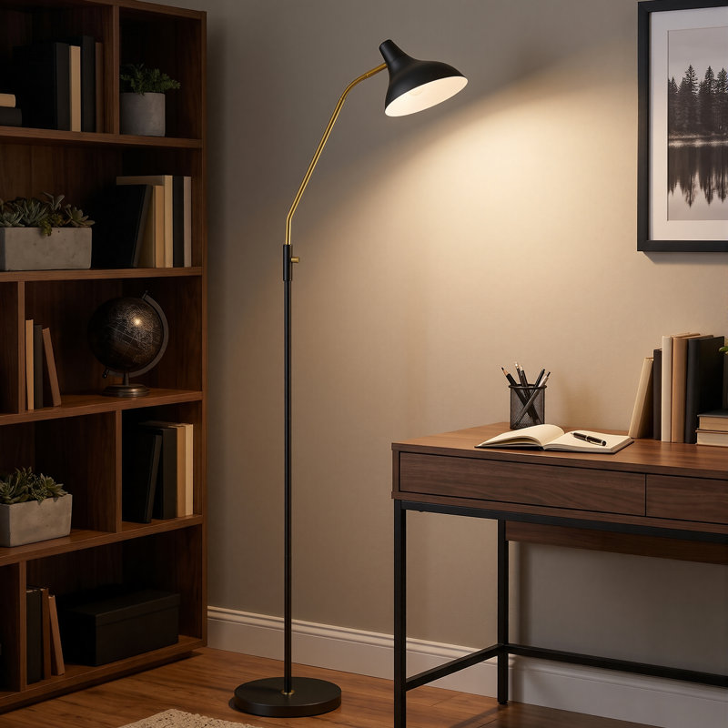 67" Modern Adjustable Black Floor Lamp