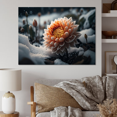 Une fleur de dahlia orange en fleurs III - Impression sur toile