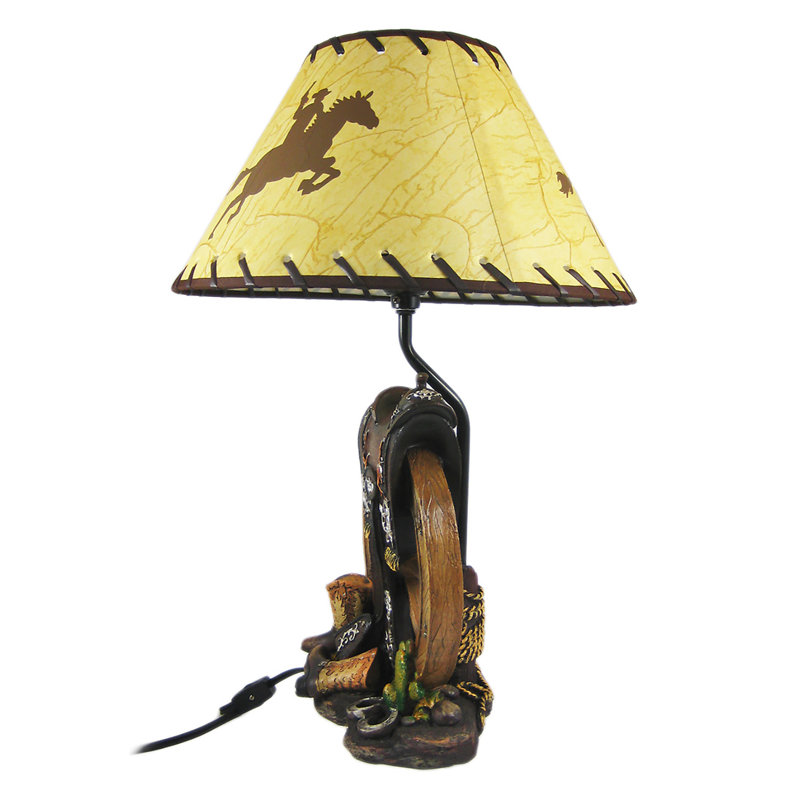 Lampe de table Western Saddle avec abat-jour imprimé Cowboy