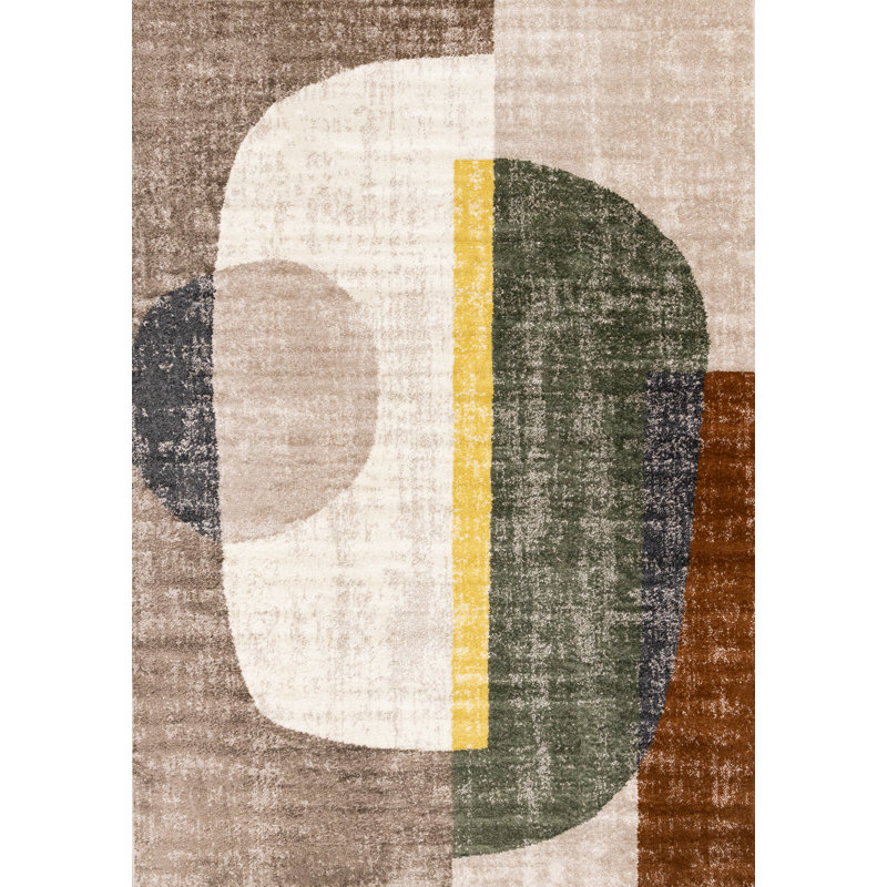 Tapis à motif géométrique moderne abstrait Traeton, Rectangle 5 pi 3 po x 7 pi 7 po