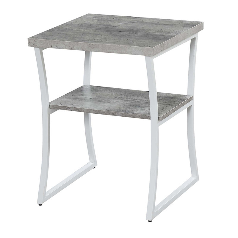 Table de bout en bois à 1 tiroir avec tablette Mariska, Faux bouleau / blanc