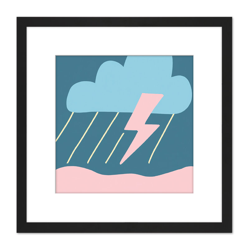 Thunderstorm Cloud Lightning Simple Boho - Single Picture Frame Painting