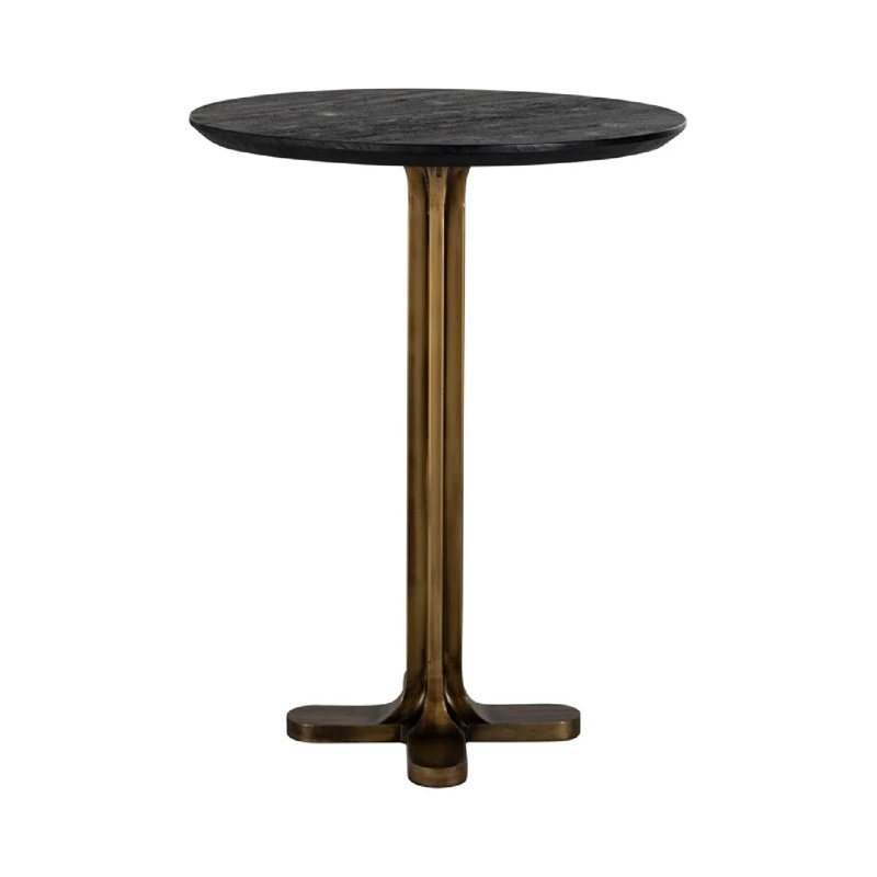 Revelin Round Solid Wood Top Metal Base Dining Table