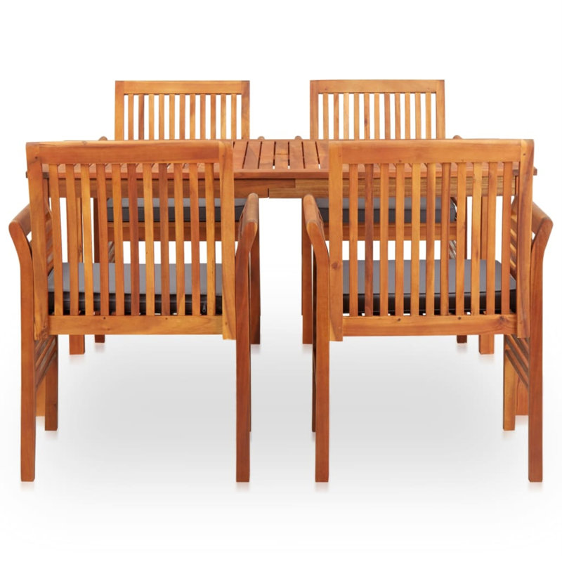 Square 4 - Person Dining Set with Cushions, 29.1" H x 35.4" L x 35.4" W, Gray