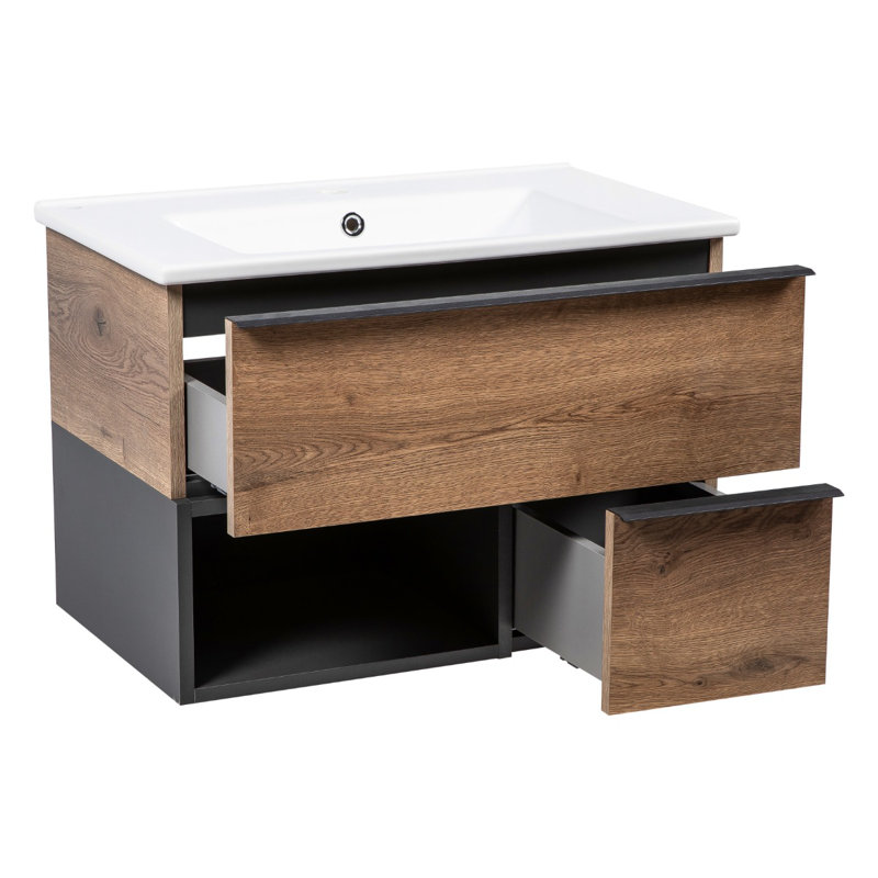 Ensemble de meuble-lavabo simple autoportant 30 po avec plateau en céramique et miroir Monroe