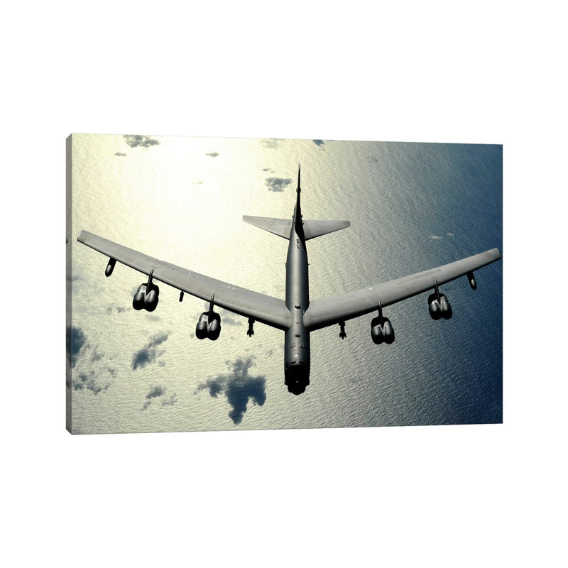 A B-52 Stratofortress In Flight Over The Pacific Ocean by Stocktrek Images - Wrapped Canvas Print, 20.32 cm H x 30.48 cm W