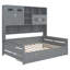 Lit de jour en bois double avec 2 tiroirs, armoire et tablette tout-en-un, gris