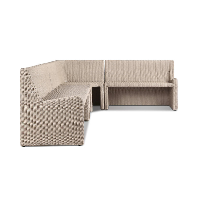 Senna Outdoor L-Shape Dining Banquette, 32.5" H x 132.25" W x 83.25" D