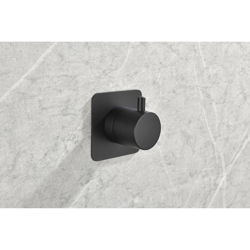 Contrôle de volume de la douche principale - laiton, réglable, 3,56 po Profondeur, résistance à la corrosion, antirouille, hauteur réglable noir mat, corps et finition en laiton