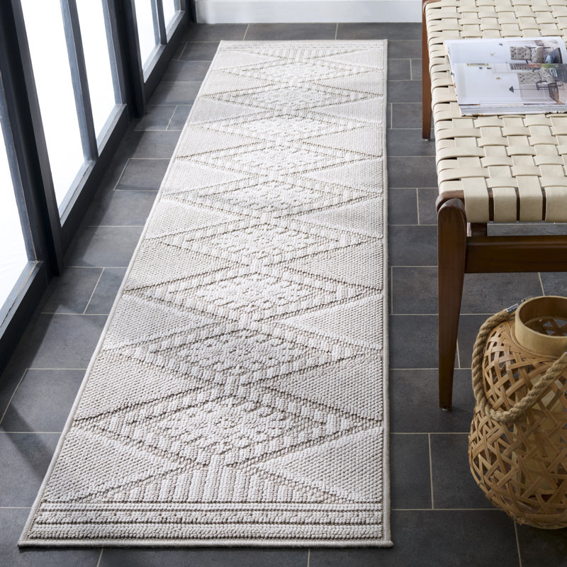 Tapis à motif géométrique 600 F Finn, Tapis de couloir 2 pi x 8 pi