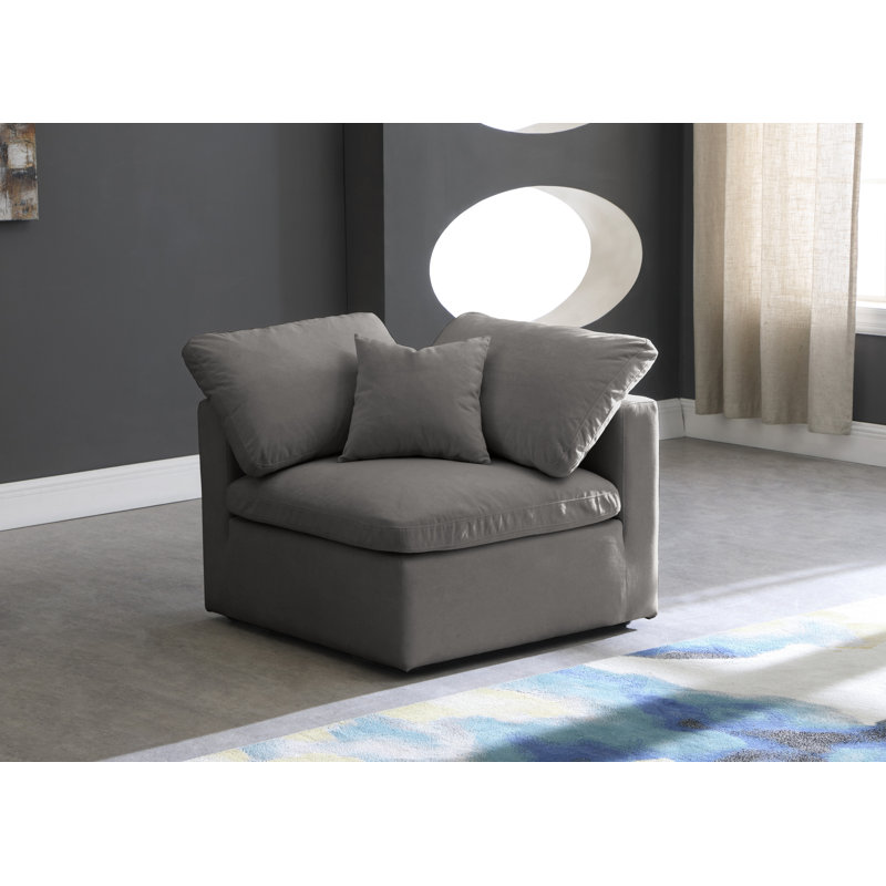Ativa Velvet Accent Chair, Gray Velvet