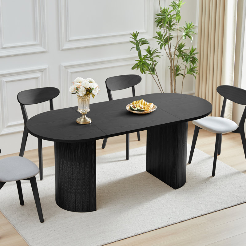 70.87" Oval Dining Table, Black