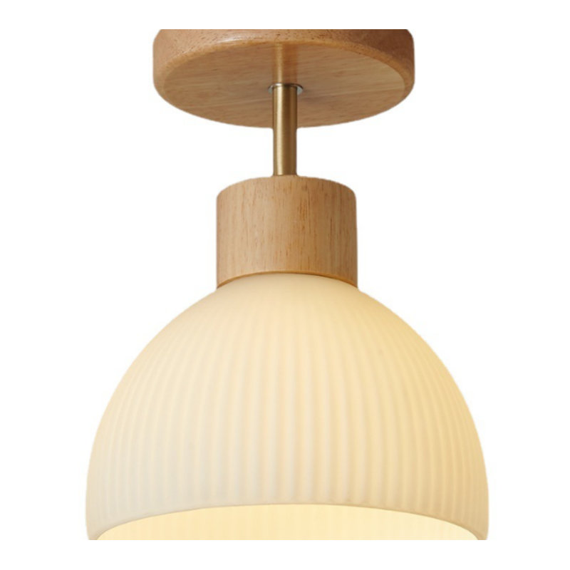 Nordic-style wooden ceiling light for hallways, simple and creative design, providing warm and soft lighting for the entryway.