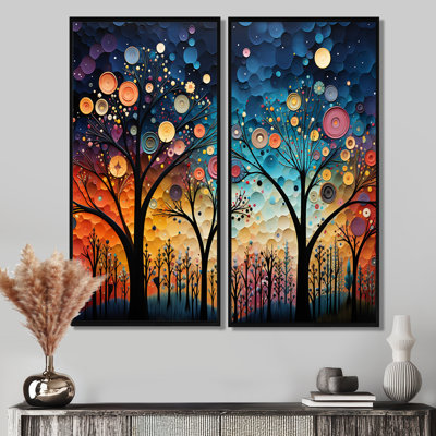 Colorful Whimsical Wanderlust III - Ensemble de 2 décorations murales multicolores