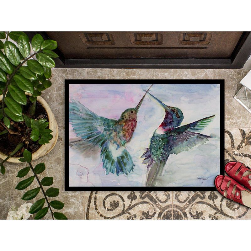 Paillasson d’extérieur antidérapant à colibris wilkeson, Rectangle 1 pi 6 po x 2 pi 3 po