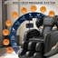 Fauteuil de massage complet et inclinable, fauteuils de massage Zero Gravity, 10 rouleaux fixes, coussins gonflables, chauffage, massage des pieds, modes automatiques, haut-parleur Bluetooth et écran tactile pour la maison et le bureau