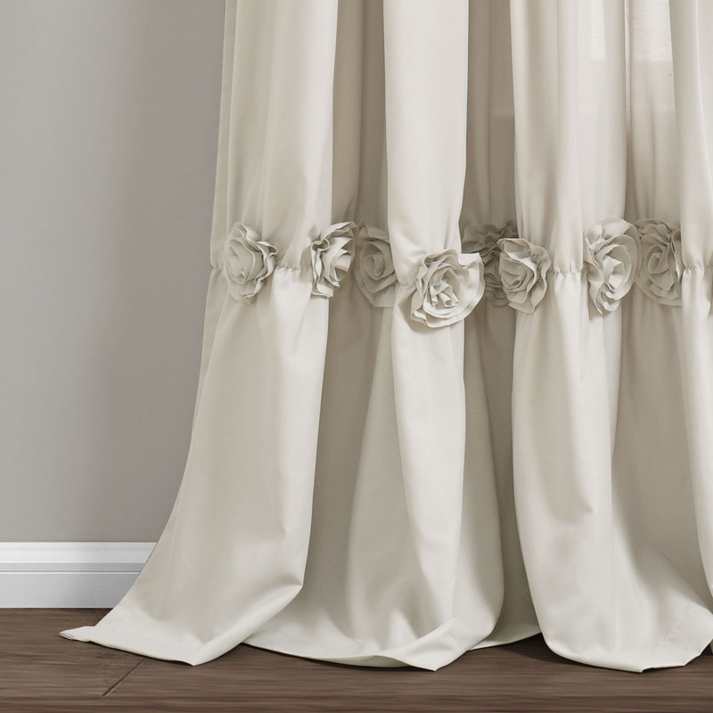 Neutral Beige Polyester Sheer Rod Pocket Window Panel