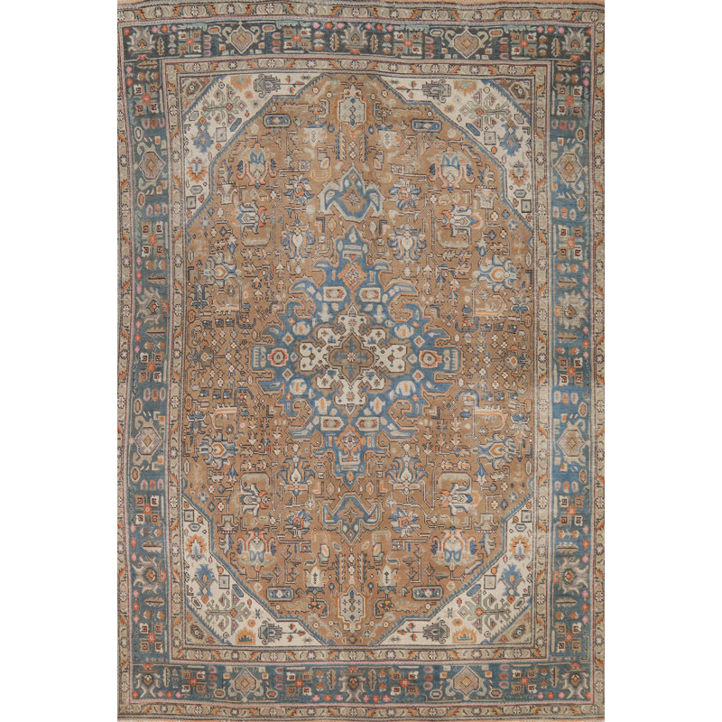 Tapis brun à motif géométrique traditionnel 6 x 10
