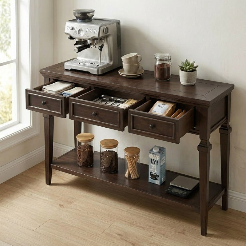 Chrysteen Vintage Style 50.01'' Sideboard with Drawers and Shelves for Living Room, Entryway, Espresso