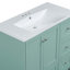 Meuble-lavabo moderne de 36 pouces avec charge USB, meuble-lavabo avec deux portes et trois tiroirs, petit meuble-lavabo avec lavabo simple, robinets non inclus