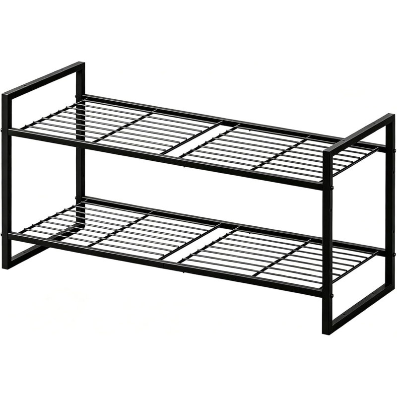 2-Tier Stylish Shoe Rack with Square Frame