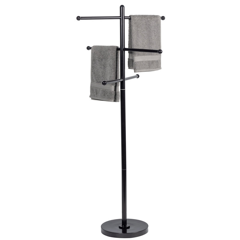 Free Standing Black Metal Bathroom Towel Stand