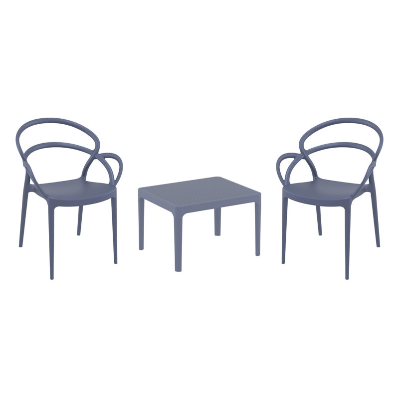 Farrah Mila Armchair 2 Person Seating Set, Dark Grey