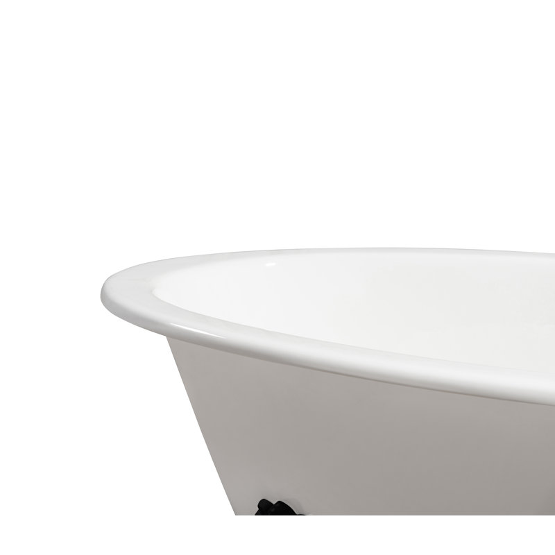 Baignoire de trempage sur pattes 65 "avec drain, pattes et plateau en bambou 65" Streamline, Noir mat, Noir mat