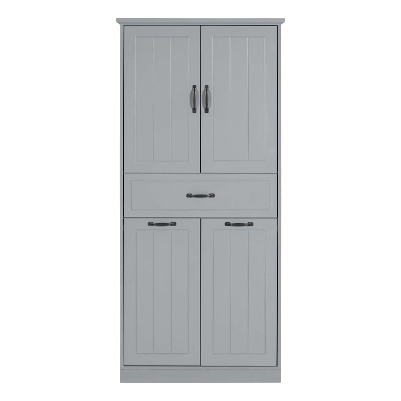 Armoire de rangement pour salle de bain avec deux paniers à linge, armoire de rangement avec portes et tiroir pour la maison
