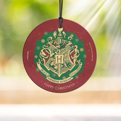 Harry Potter Hogwarts Christmas Suncatcher Hanging Glass Print