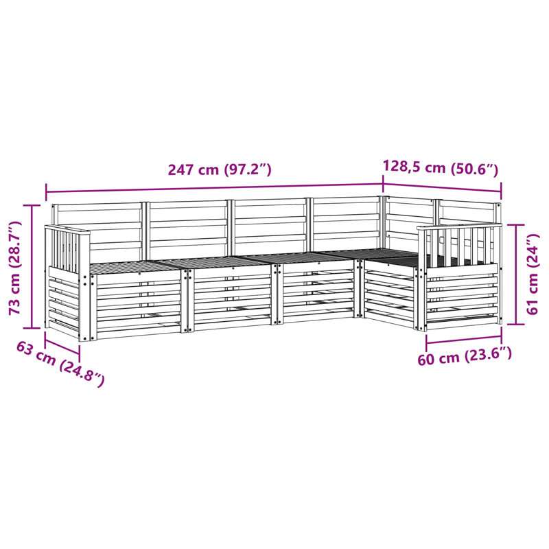 247cm Wide Patio Sectional Set