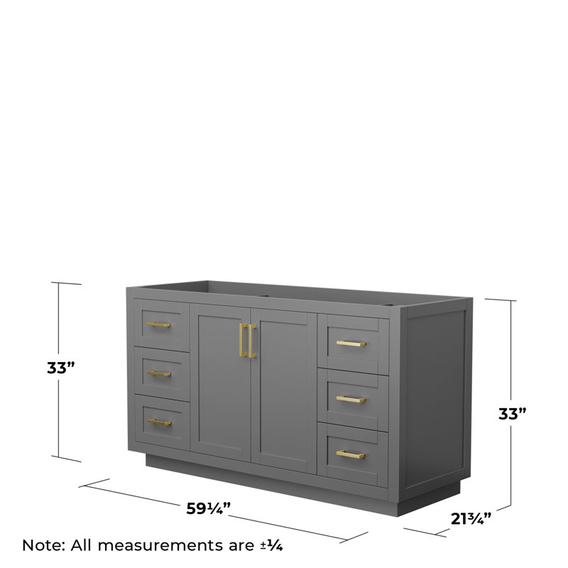 Miranda 60" Dark Gray Freestanding Single Bathroom Vanity with Gold Hardware