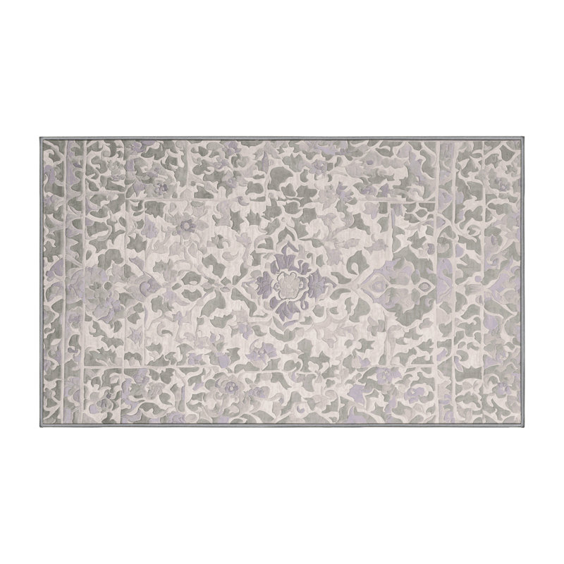 Machine Washable Gray Area Rug, Runner 2' x 4'