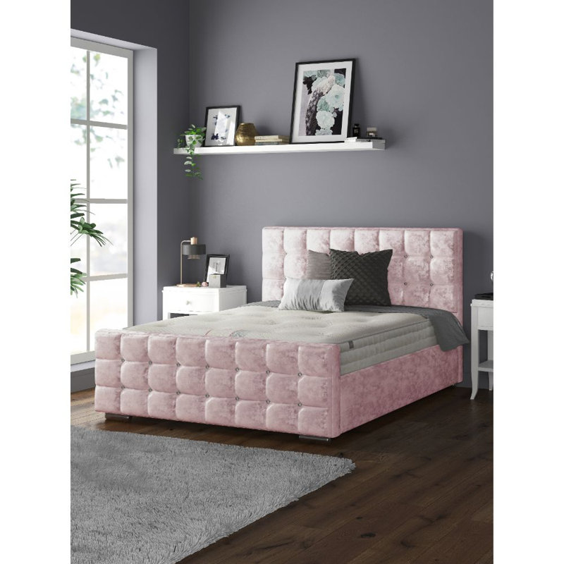 Owsley Upholstered Bed, Pink, Single (3')